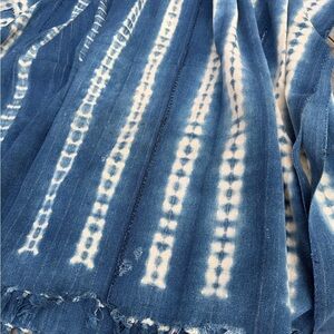 Vintage African Indigo Denim Shibori Mudcloth 59” L x 44” W Textile | No. 150